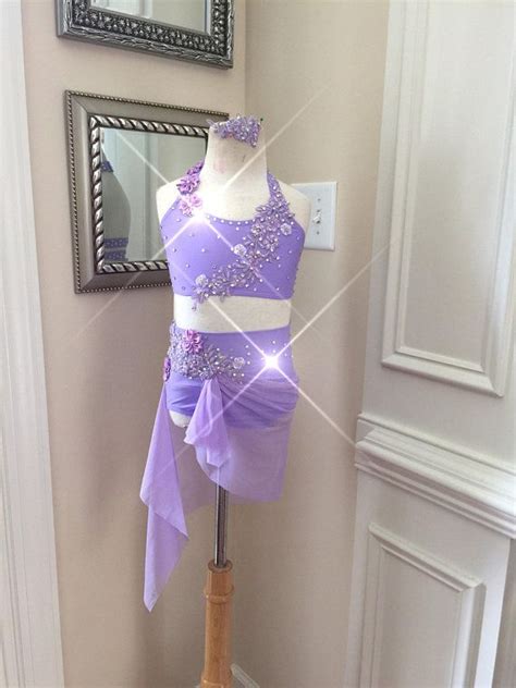 PurplePlum lyrical solo dance costume with beautiful 3-D appliqu&233;s. . Purple lyrical dance costumes